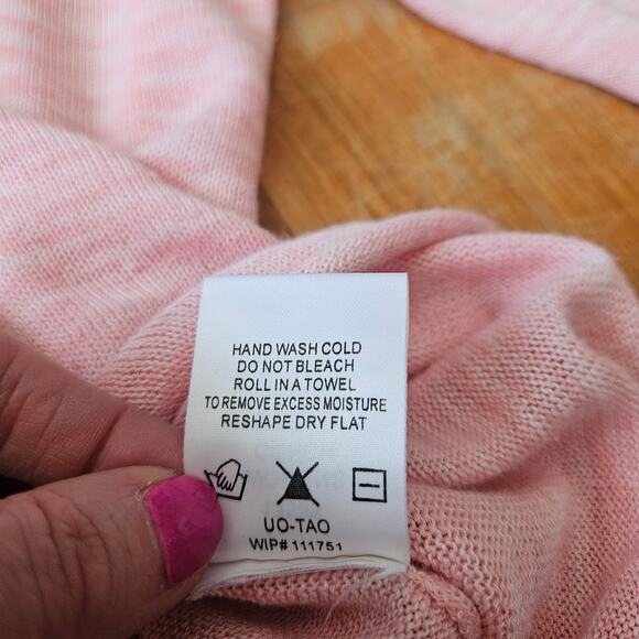 Woolrich Women's Ramie Cotton Blend Sweater Petal Pink Tie Neck Lightweight M - Picture 10 of 12